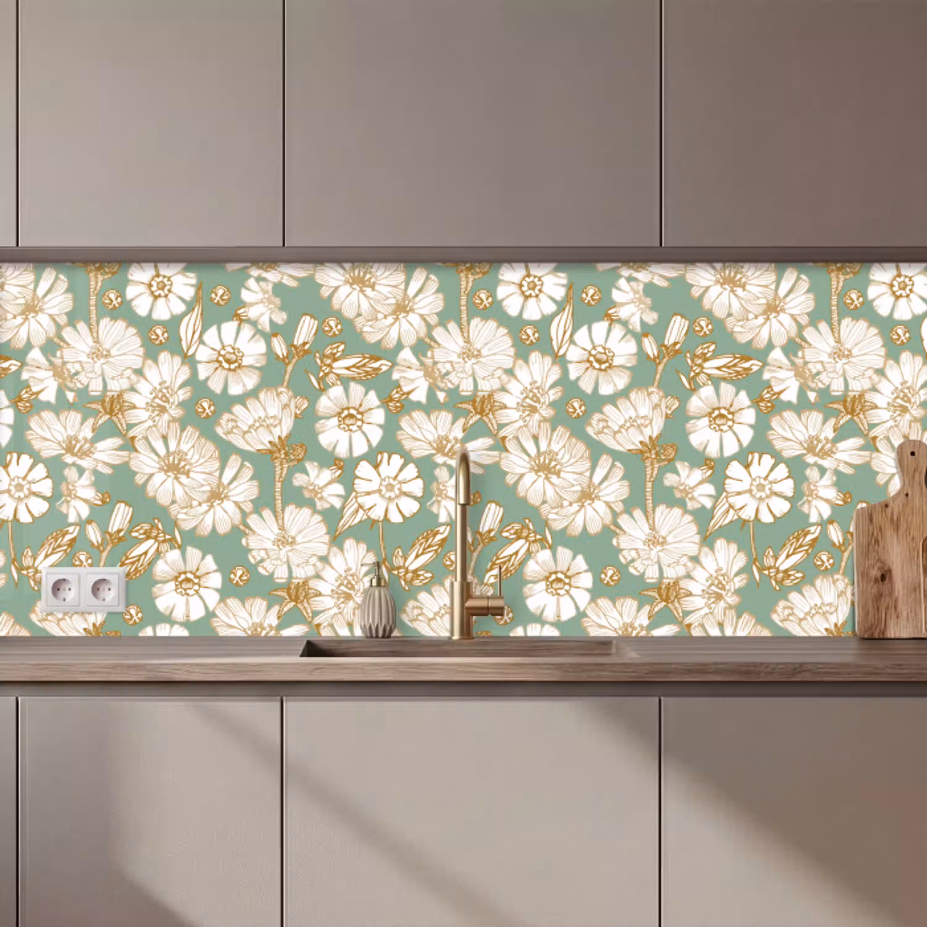 Bloem - Art nouveau - Design keuken achterwand 2 middel 871 zz_3dshopping