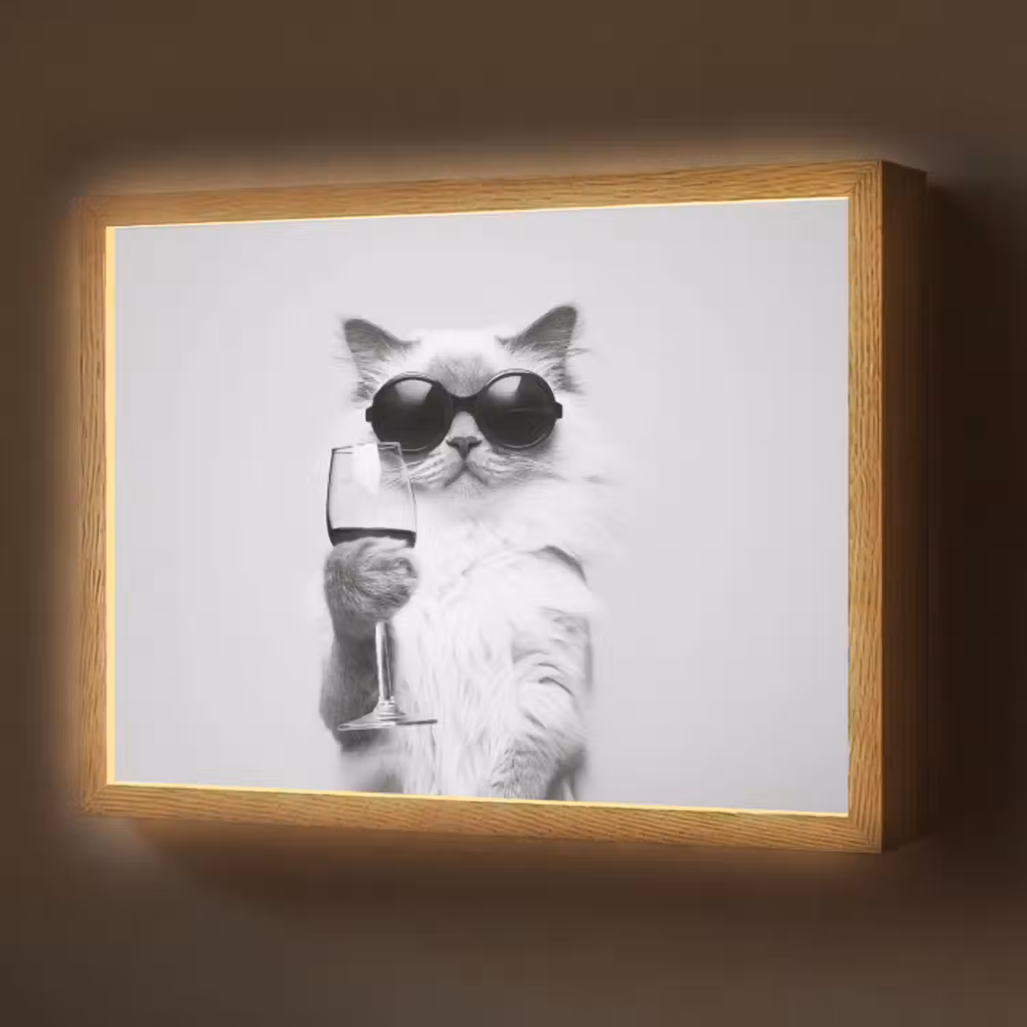 Lightbox - Wandlamp - Kat - Zonnebril - Wijnglas - Langharig