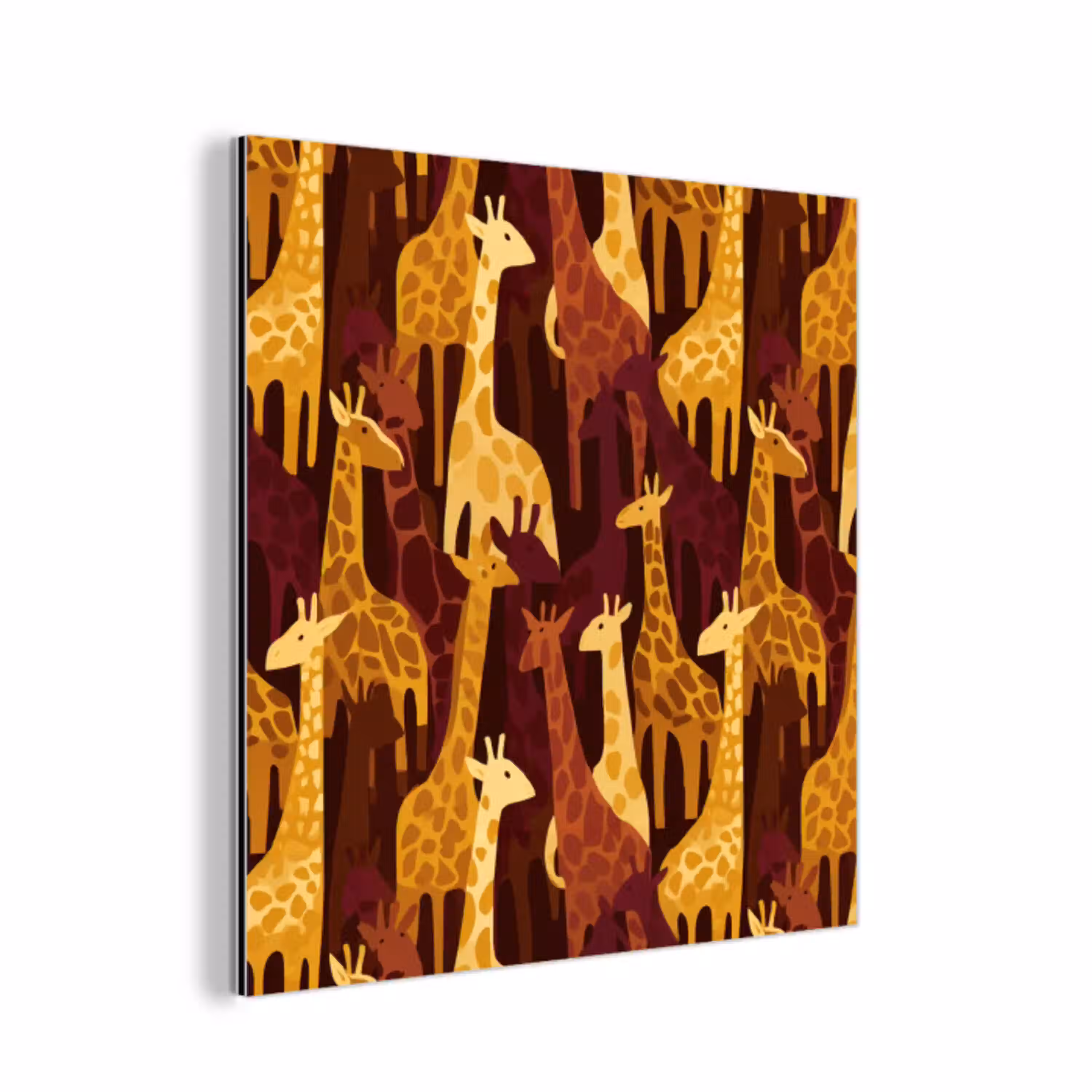 Bruin - Giraffen - Safari - Patroon aluminium wit klein 46 -3d