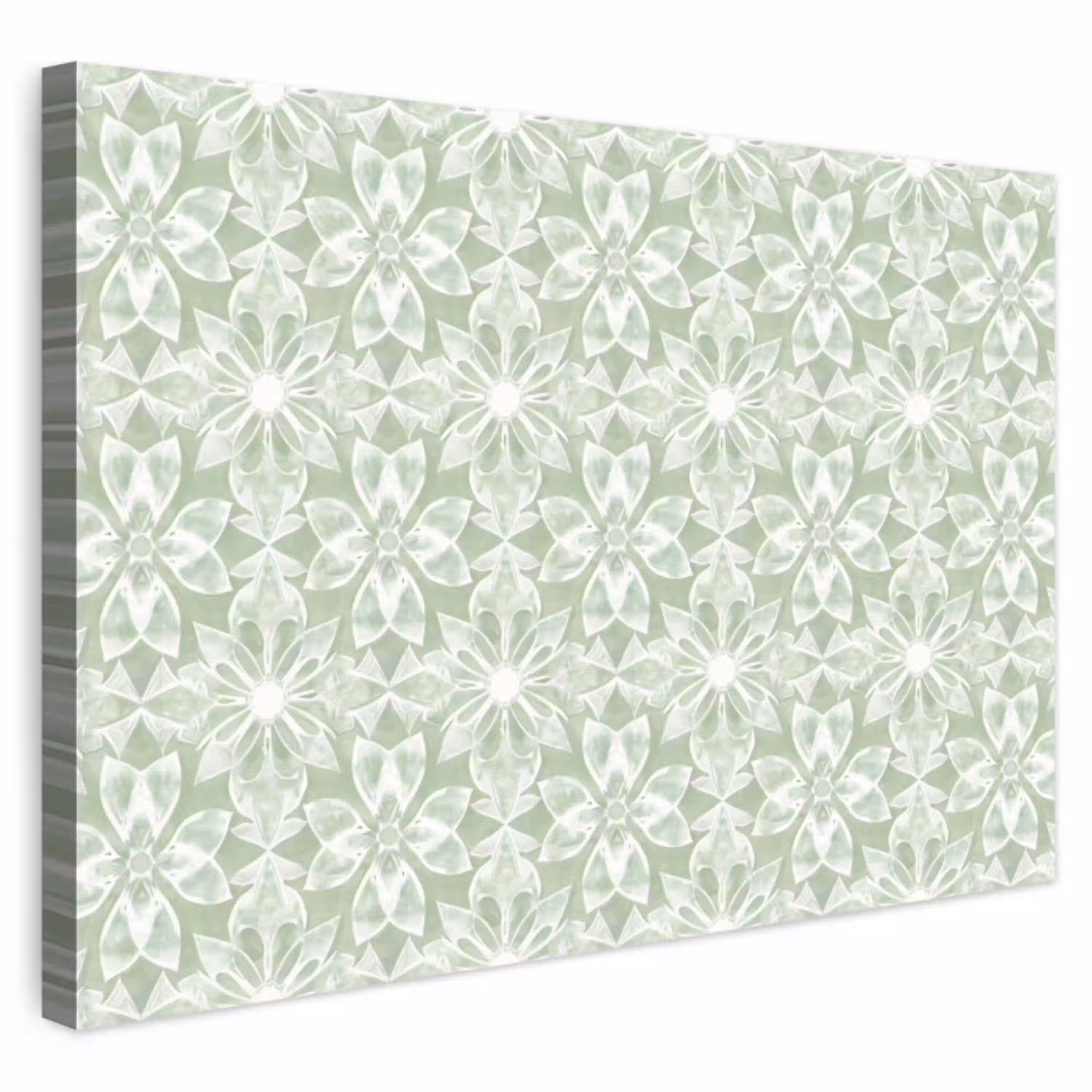 Saliegroen - Symmetrisch - Mandala - Ornament - Patroon Tuinposter op houten frame 2 cm dik klein 845 -3d