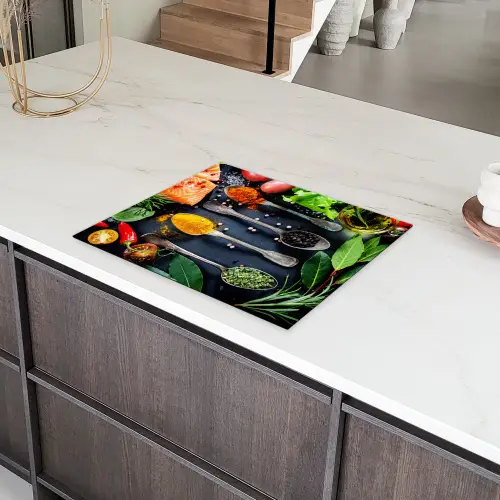 Kruiden - Lepels - Keuken - Specerijen Inductie beschermer vinyl 3mm groot -sfeer8