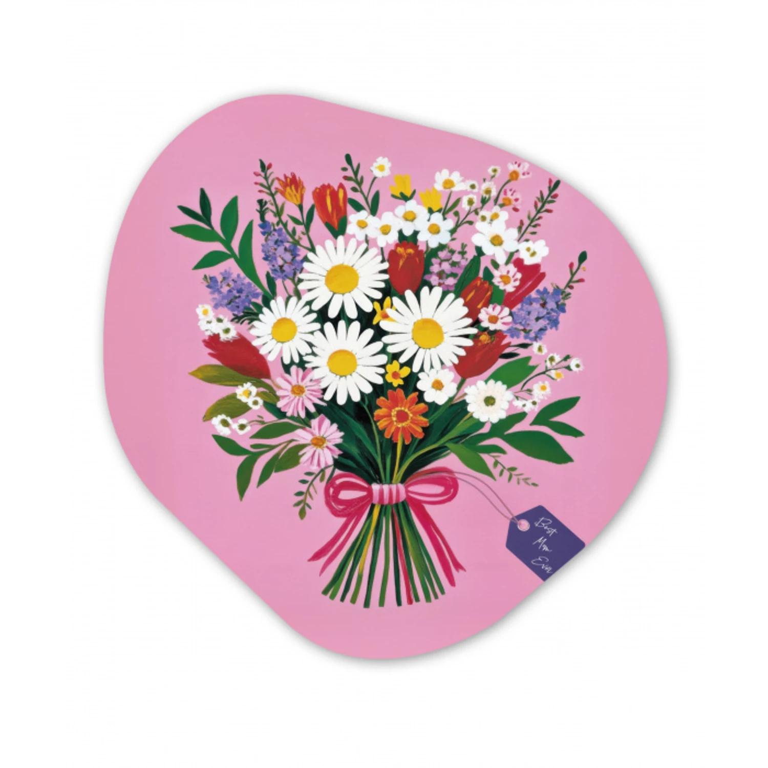 Bloemen - Quote - Kaartje - Kleurrijk Wandcirkel Organisch Plexiglas middel -3d