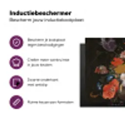 Stilleven met bloemen en een horloge - Schilderij van Abraham Mignon Inductie beschermer vinyl 3mm klein -zzzzzzz-cc-usp