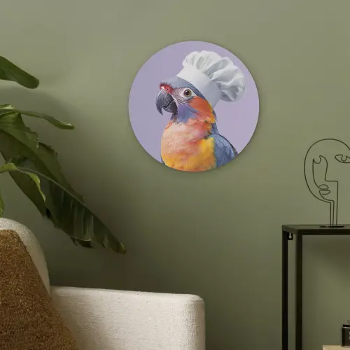 Papegaai - Koksmuts - Paars - Cute Akoestische PET Vilt - Rond klein -sfeer2