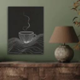 Lijntekening - Koffiekop - Zwart PET vilt klein -sfeer2