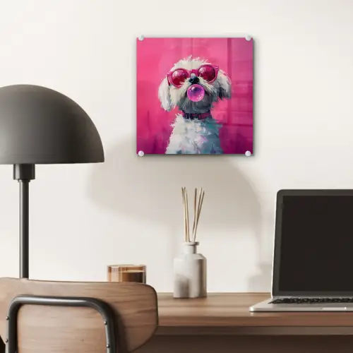 Pink - Hond - Bubbel plexiglas 5mm klein -sfeer6