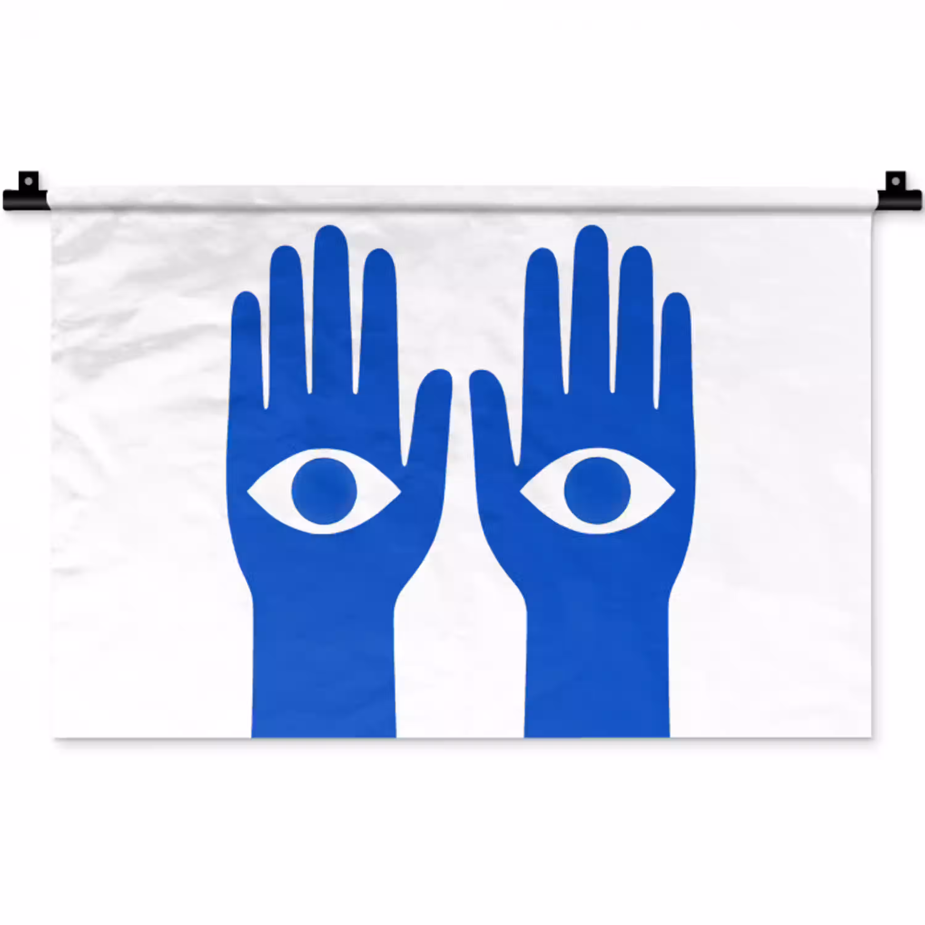 Handen - Twee - Ogen - Blauw Wandkleed katoen klein -zz3d