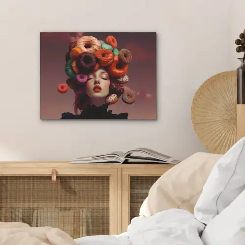 Vrouw - Donuts - Kleurrijk PET vilt klein -sfeer3