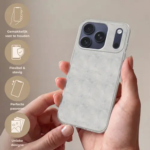 Grijs - Beton - Neutraal Telefoonhoesje iPhone 17 Pro klein 878 -sfeer3_NL