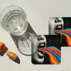 Mond - Golven - Regenboog onderzetter kurk middel -sfeer4