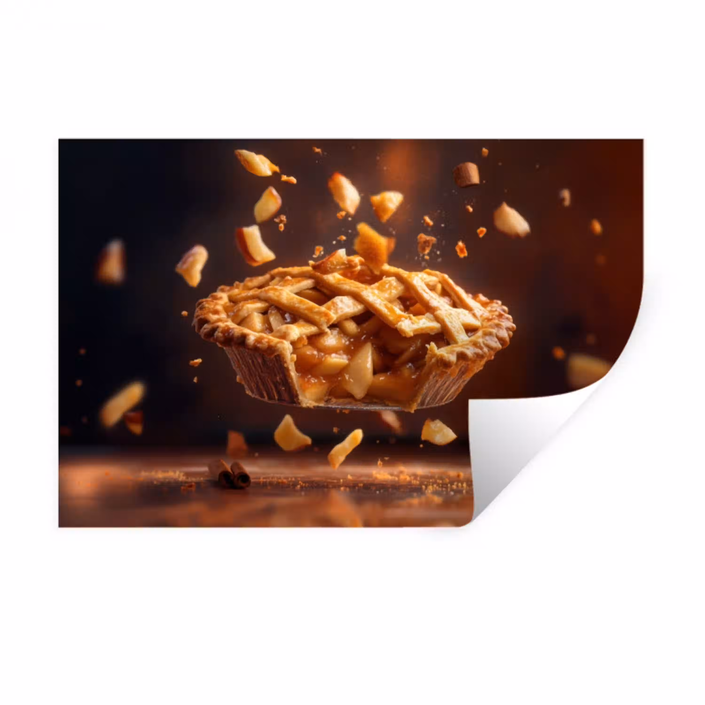 Appel - Taart - Warm - Eten Muursticker klein -3d