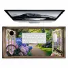 Doorkijk - Tuin - Raam - Hortensia - Bloemen Muismat XXL klein -3d
