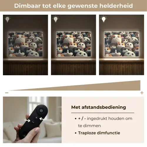 Kat - Huisdieren - Poes - Bruin - Grijs - Kinderen Light Box met batterij (Wandlamp kind) middel -USP_dimbaarNL