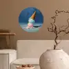 Ijshoorn - Bolletjes - Smelt - Roze Wandcirkel behangsticker klein -sfeer1