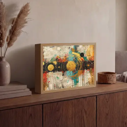 Kunst - Abstract - Aesthetic - Goud Light Box met batterij (Wandlamp) middel -sfeer2