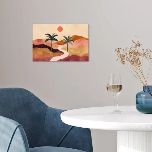 Heuvels - Palmbomen - Abstract poster papier klein -sfeer3