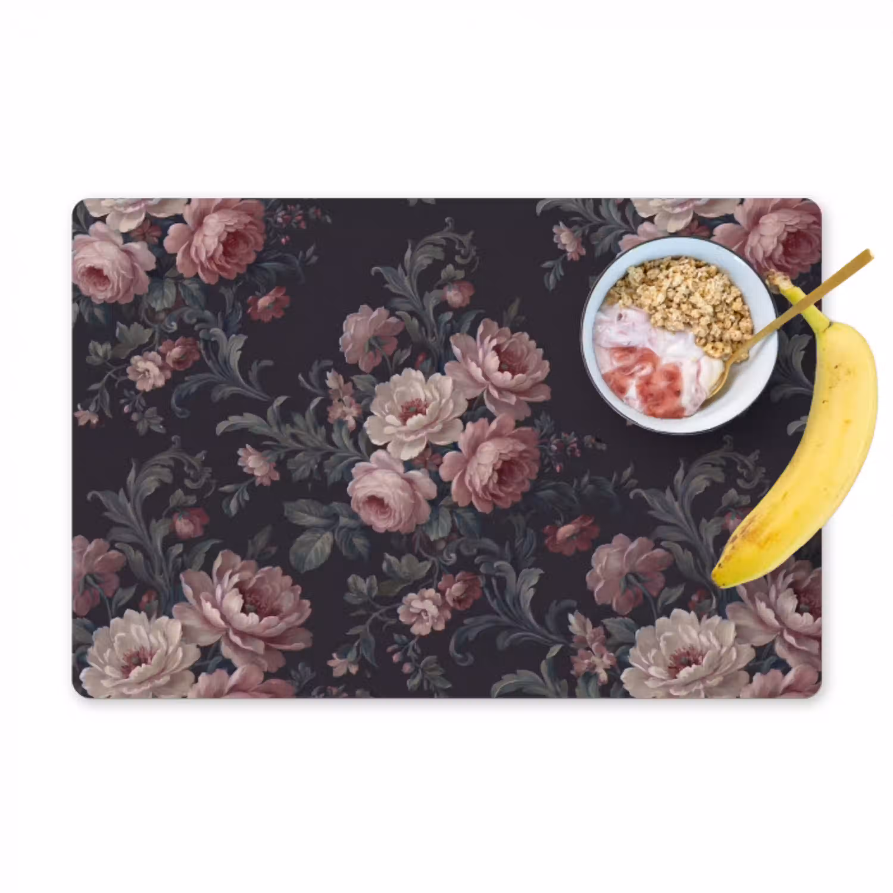 Bloemen - Patroon - Sierlijk - Roze - Donker Placemat vinyl groot -zzzproduct_Kitchenyeah-website