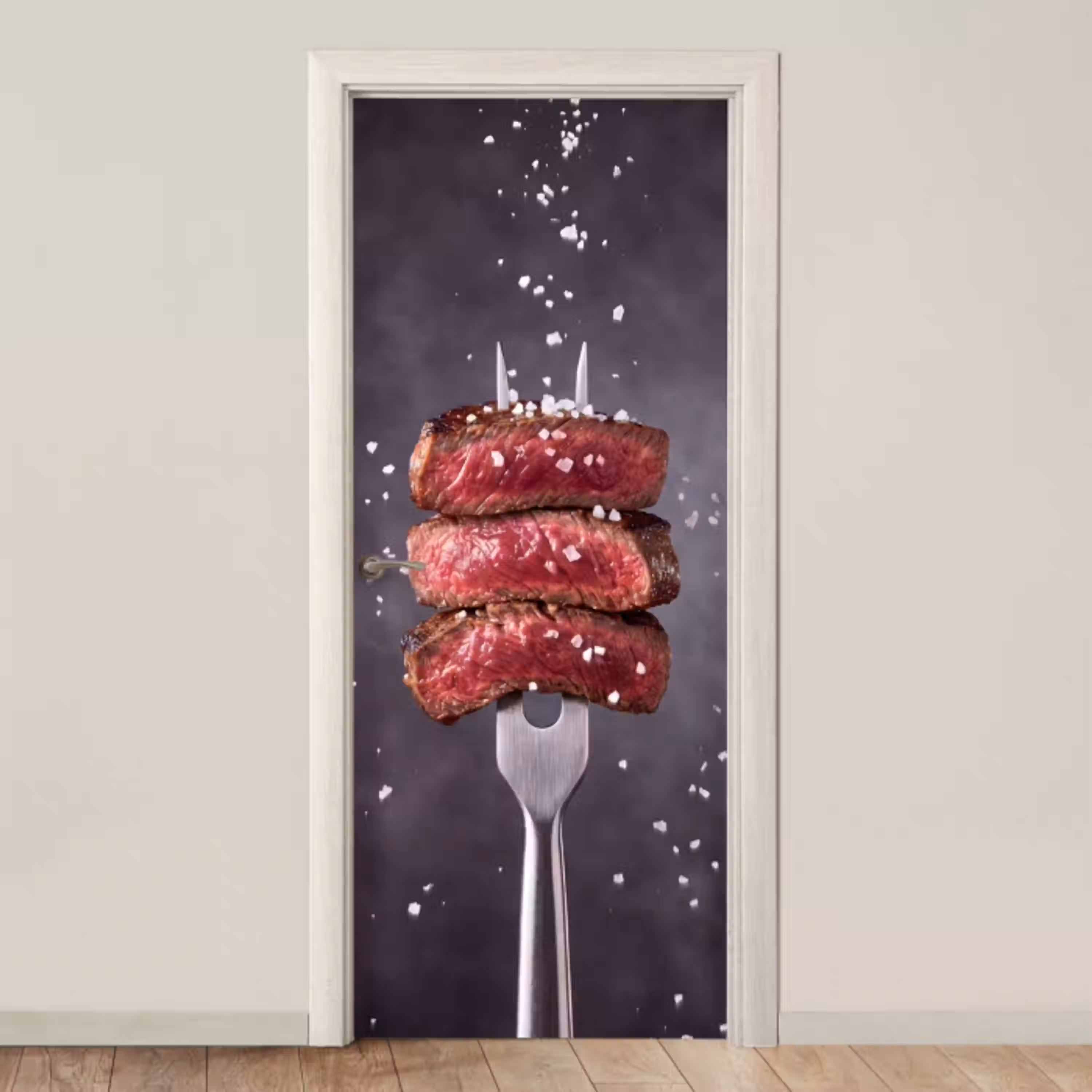Eten - Vlees - Zout deurposter klein -3d_beige