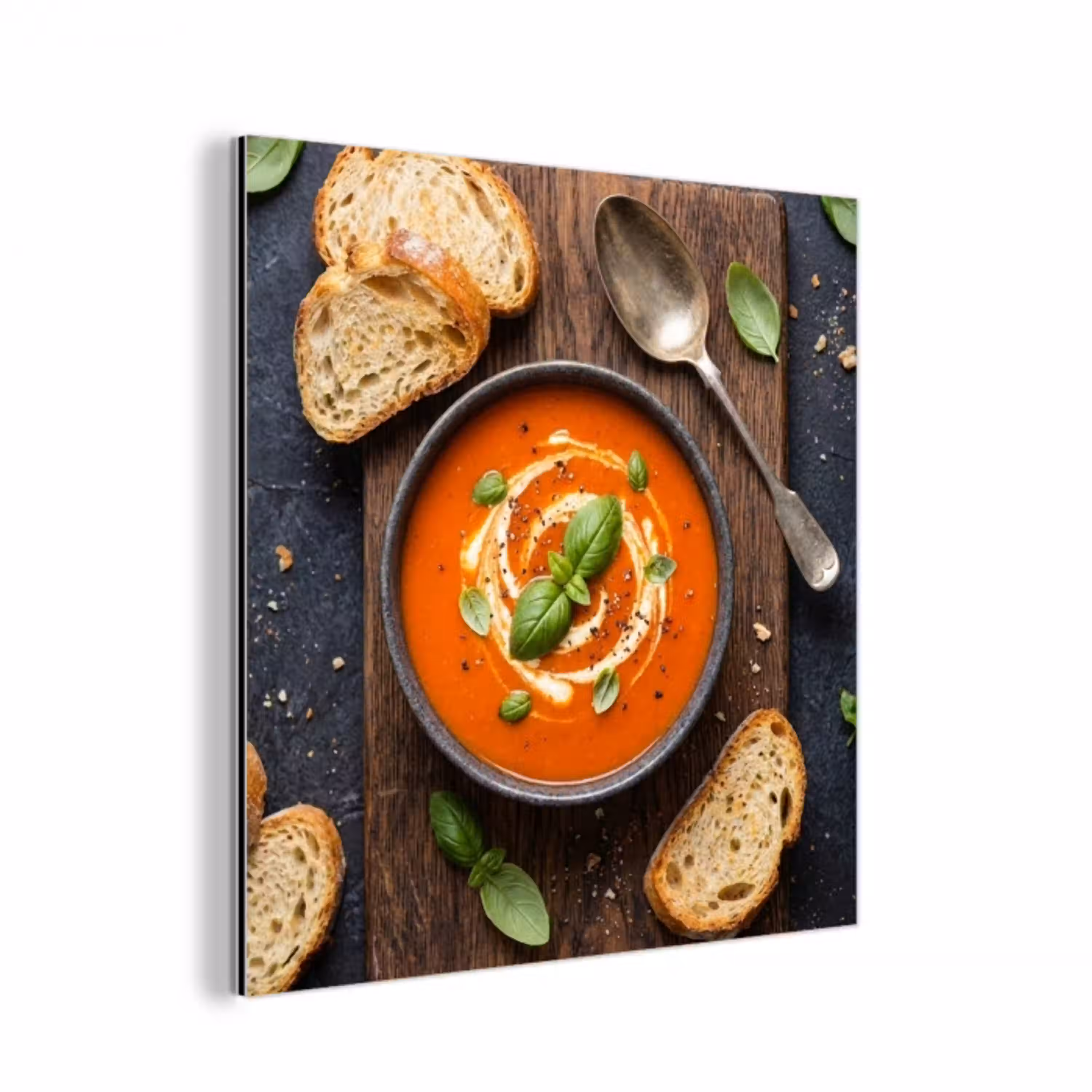 Eten - Soep - Basilicum - Rustiek - Rood aluminium wit klein -3d