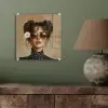 Vrouw - Beige - Bloem - Modern - Portret plexiglas 5mm klein -sfeer3
