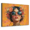 Vrouw - Bloemen - Aesthetic - Oranje Textielframe zwart klein -3d