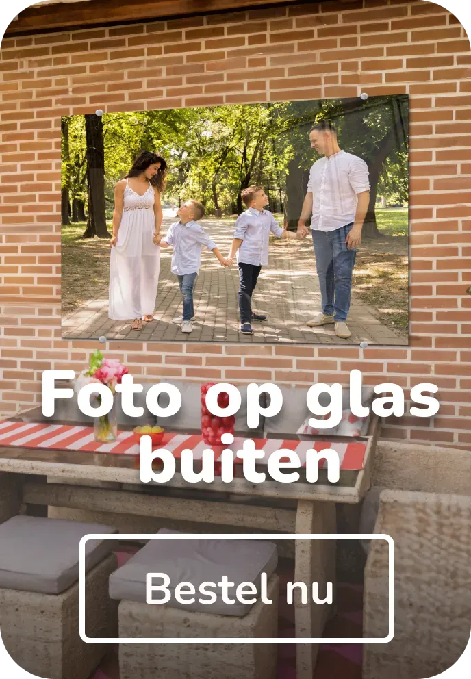 Foto op glas buiten