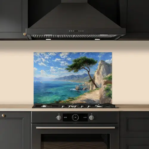 Rotsen - Kustlijn - Boom - Bergen keuken achterwand spatscherm klein -sfeer1