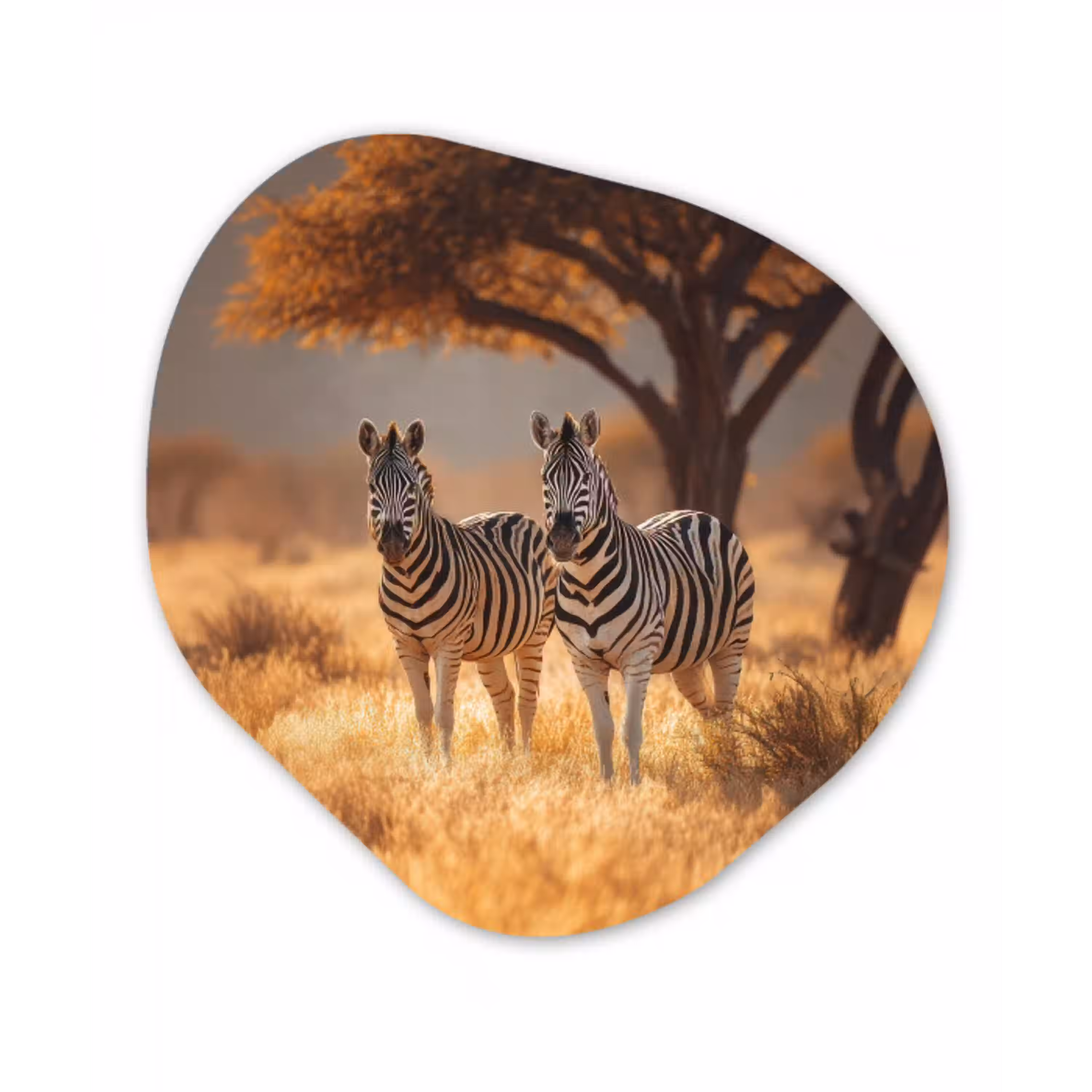 Zebra's - Savannelandschap - Gras Wandcirkel Organisch Forex 3mm klein -3d