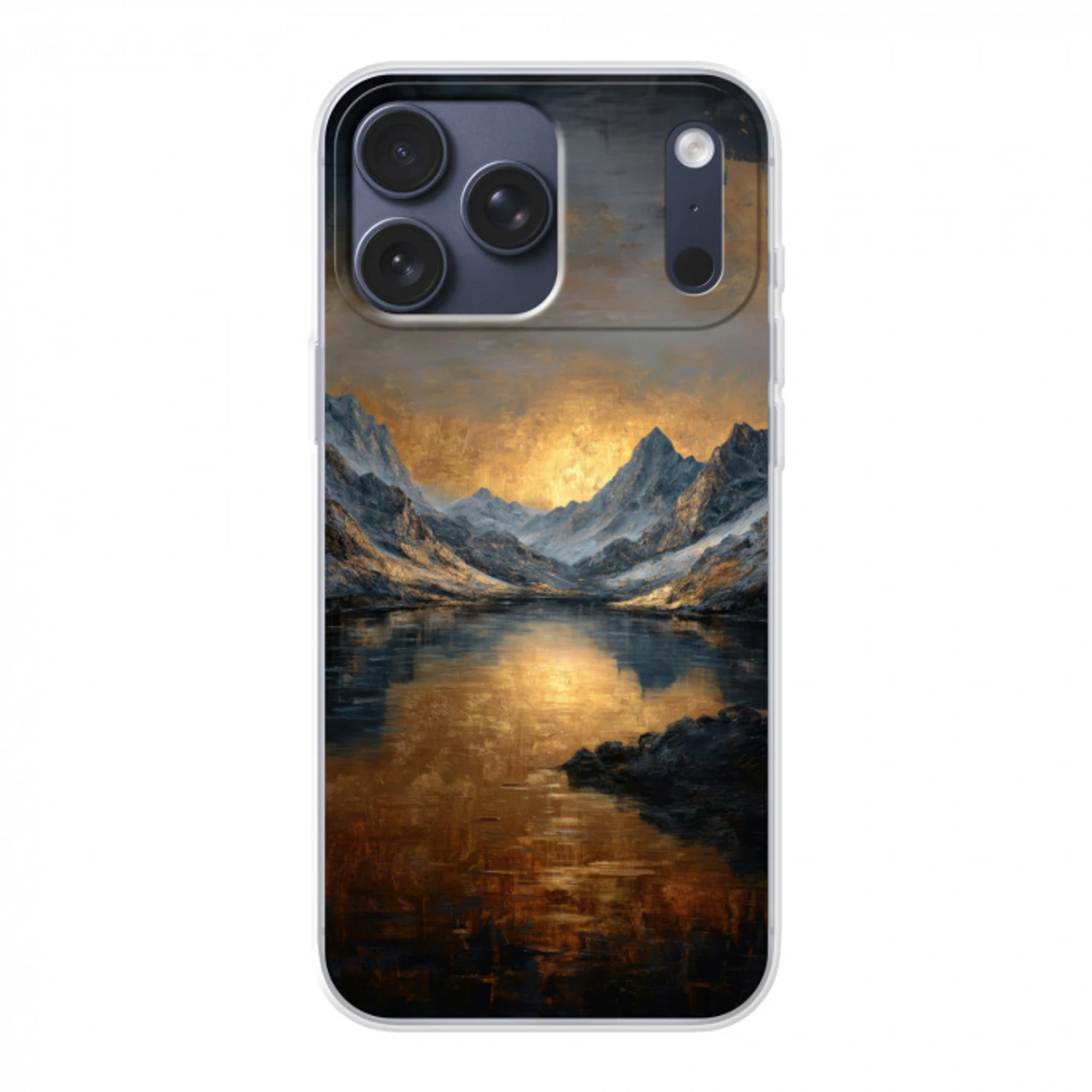 Berglandschap met Gouden Zonsondergang Telefoonhoesje iPhone 17 Pro Max klein -3d