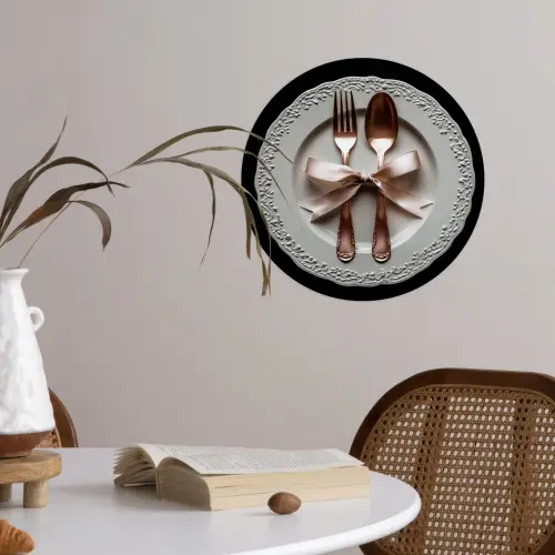 Rose - Strik - Bestek Wandcirkel behangsticker klein -sfeer3