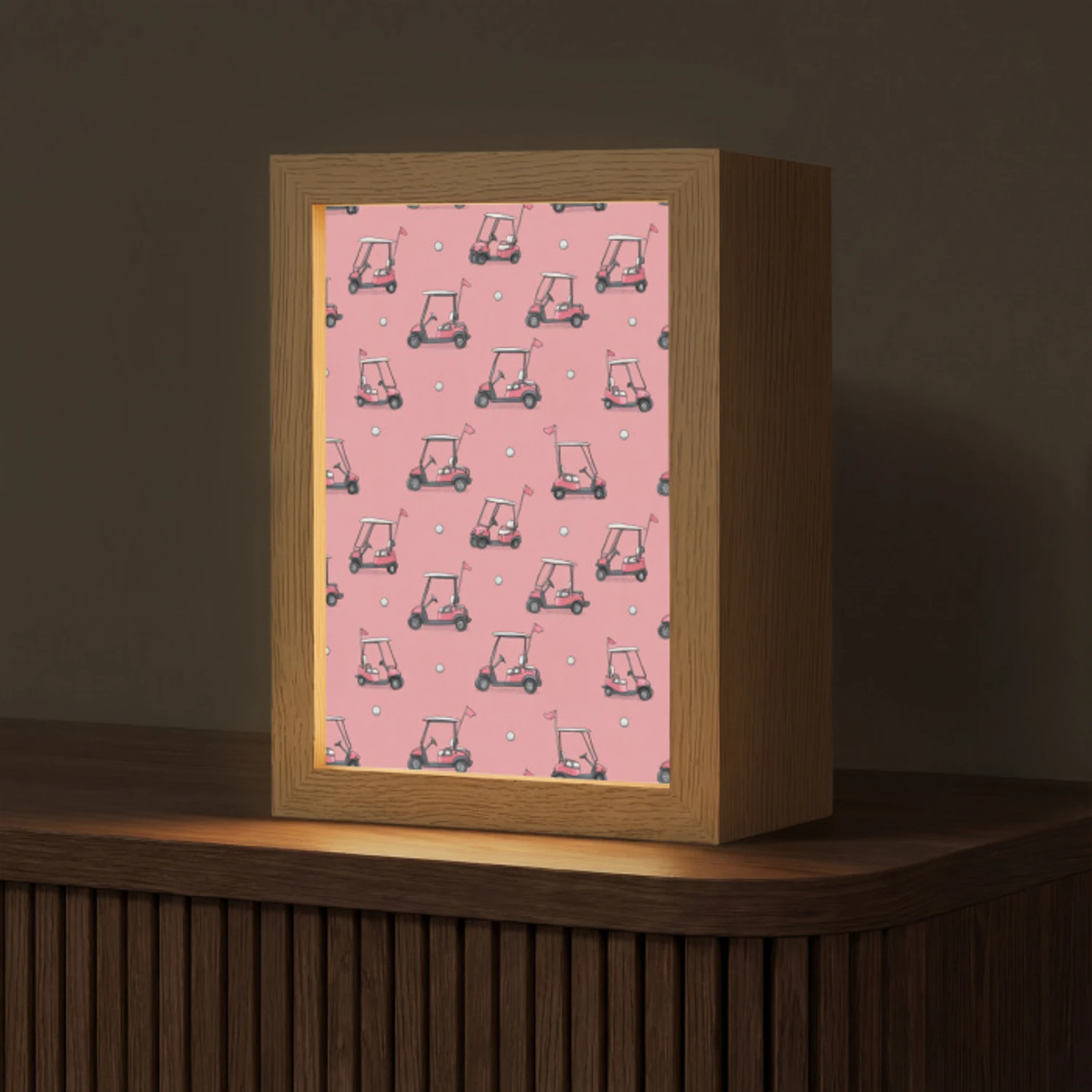 Golfkar - Retro - Roze Light Box met kabel (Tafellamp) klein 925 -z3d_website