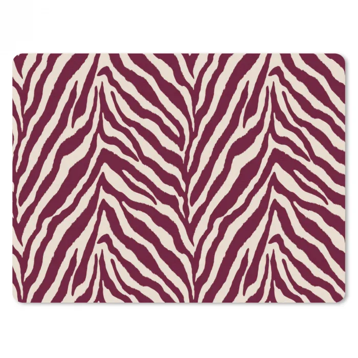 Zebra - Motief - Bordeaux - Rood muismat rubber klein 262 -3d