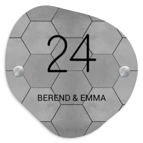 Grijze tegels - Klassiek Naambord Organisch middel -3d