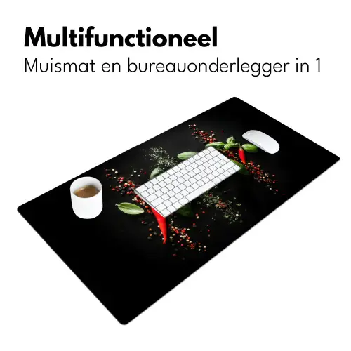 Chilipepers - Basilicum - Blaadjes - Rood Muismat XXL klein -sfeer4