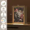 Leeuw - Dier - Natuur - Botanisch - Bloemen - Roze Light Box met kabel (Tafellamp) klein -USP_NL