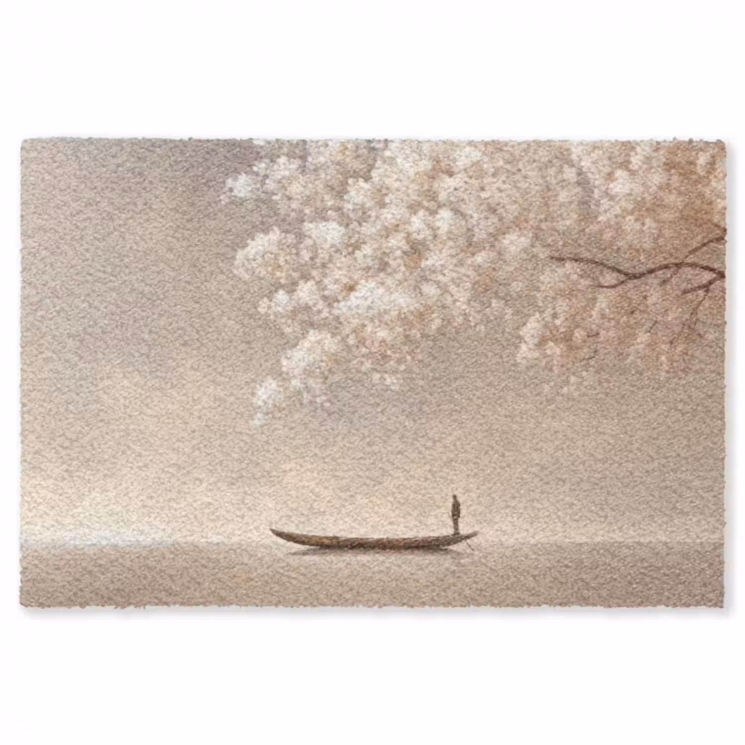 Teppich - Blüten - Weiß - Boot - Minimalistisch
