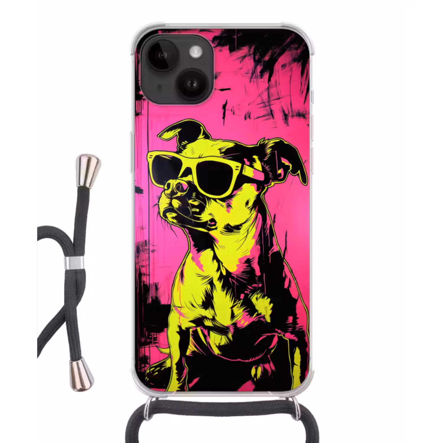 Telefoonhoesje crossbody - Hond - Zonnebril - Roze - Art
