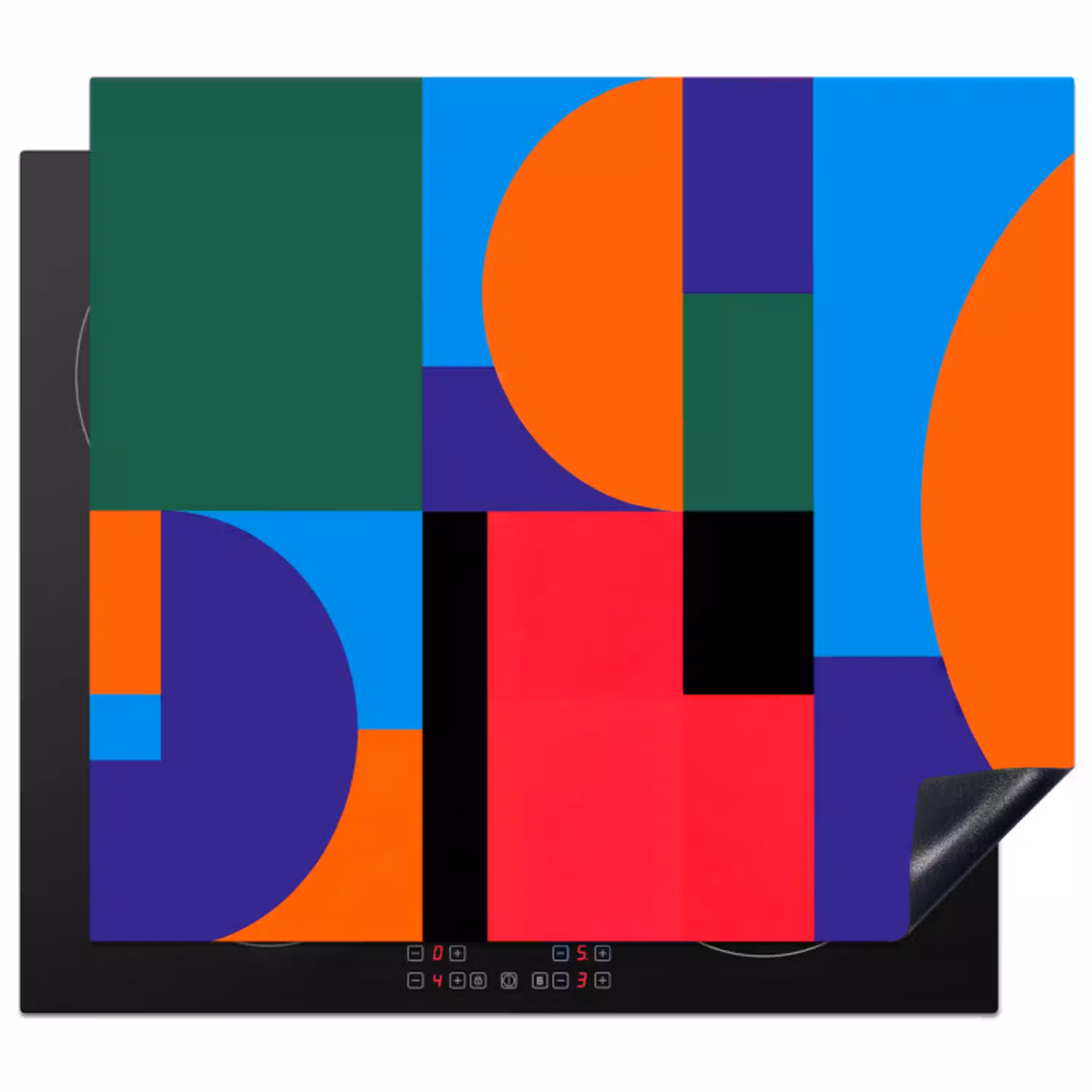 Geometrisch - Abstract - Vormen - Kleurrijk - Modern Inductie beschermer vinyl 3mm middel -3d