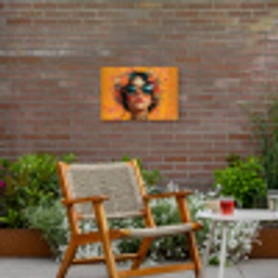 Vrouw - Bloemen - Aesthetic - Oranje Tuinposter op houten frame 2 cm dik klein -sfeer3