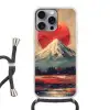 Bergtop - Sneeuw - Zon Hoesje iPhone 16 Pro Max met koord klein -3d