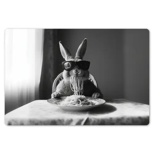 Konijn - Bunny - Zonnebril - Tafelkleed - Pasta - Schattig Placemat vinyl groot -zzsfeer1_Kitchenyeah-website