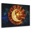 Mozaïek - Glas - Maan - Donkerblauw Textielframe zwart klein -3d