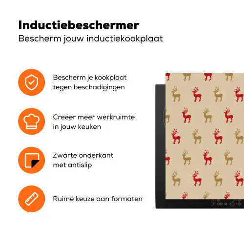 Patroon - Herten - Beige Inductie beschermer vinyl 3mm klein 276 -zzzzzzz-td-ups