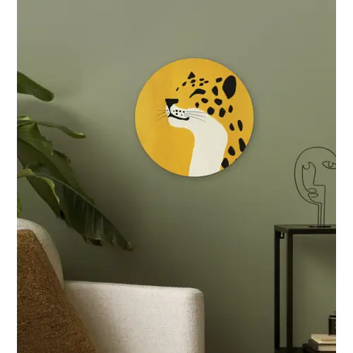 Cheetah - Illustratie - Geel Wandcirkel plexiglas klein -sfeer3