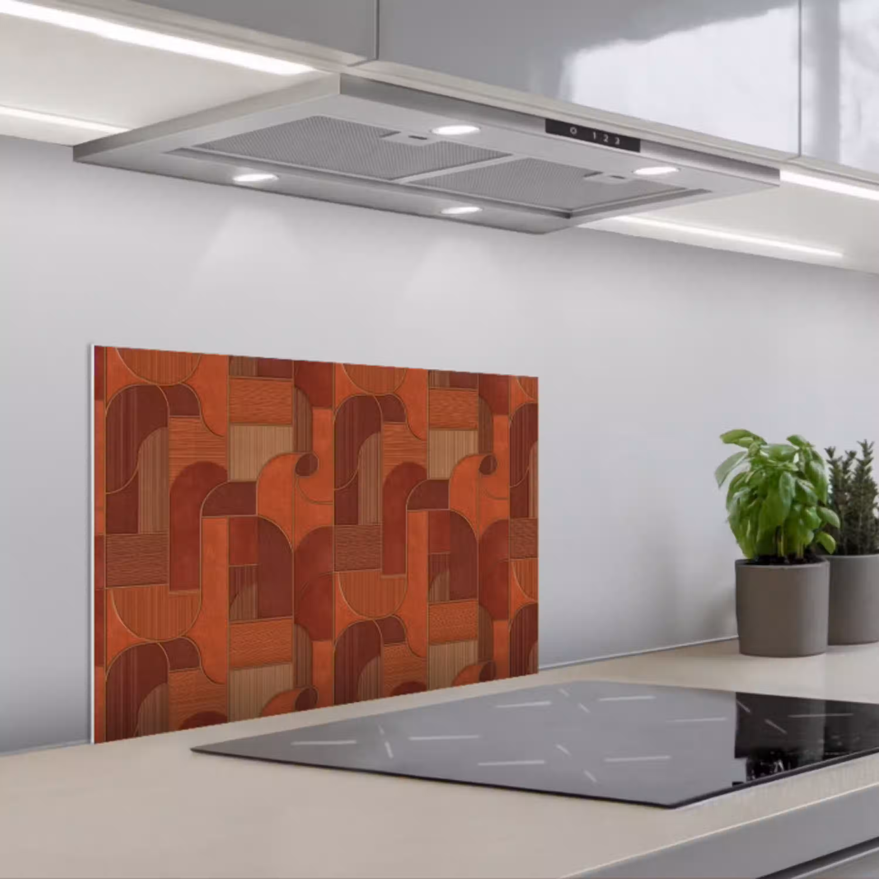 Geometrisch - Abstract - Textuur - Bruin keuken achterwand spatscherm klein 900 -3d_schuin