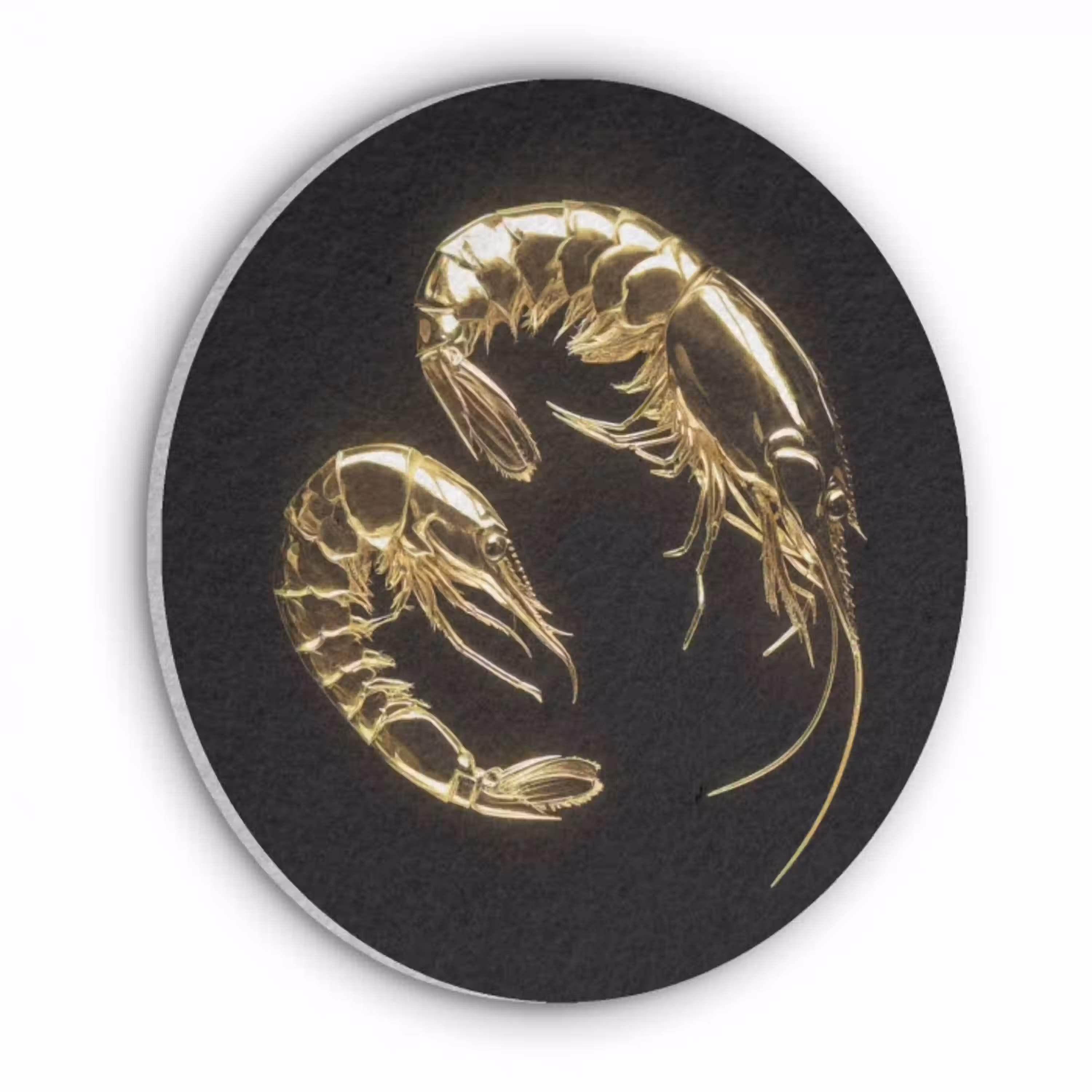 Garnalen - Zwart - Goud - Dieren Akoestische PET Vilt - Rond klein -3d