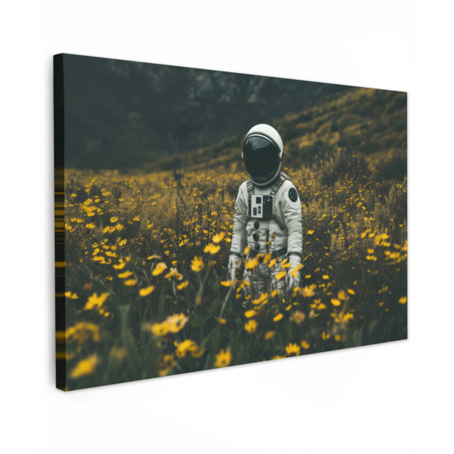 Astronaut - Bloemen - Veld - Geel canvas 2cm klein -z3d