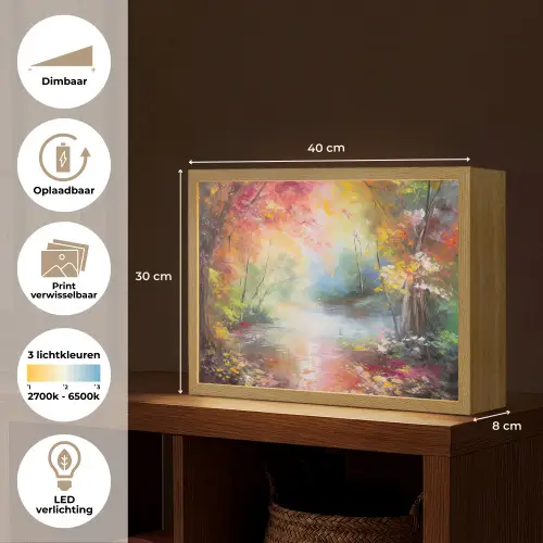 Landschap - Olieverf - Kleurrijk - Natuur Light Box met batterij (Wandlamp) middel -USP_websiteoverzichtNL