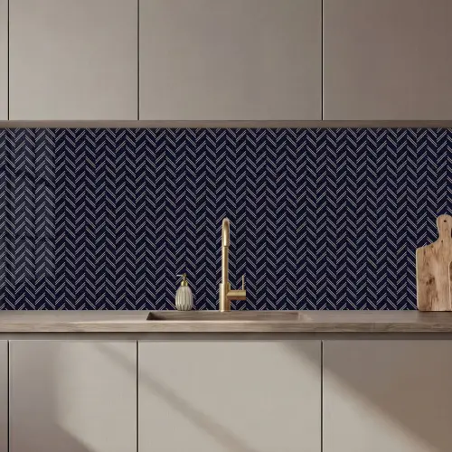 Plaid - Patroon - Visgraad - Blauw keuken achterwand 2 middel 871 zz_3dshopping