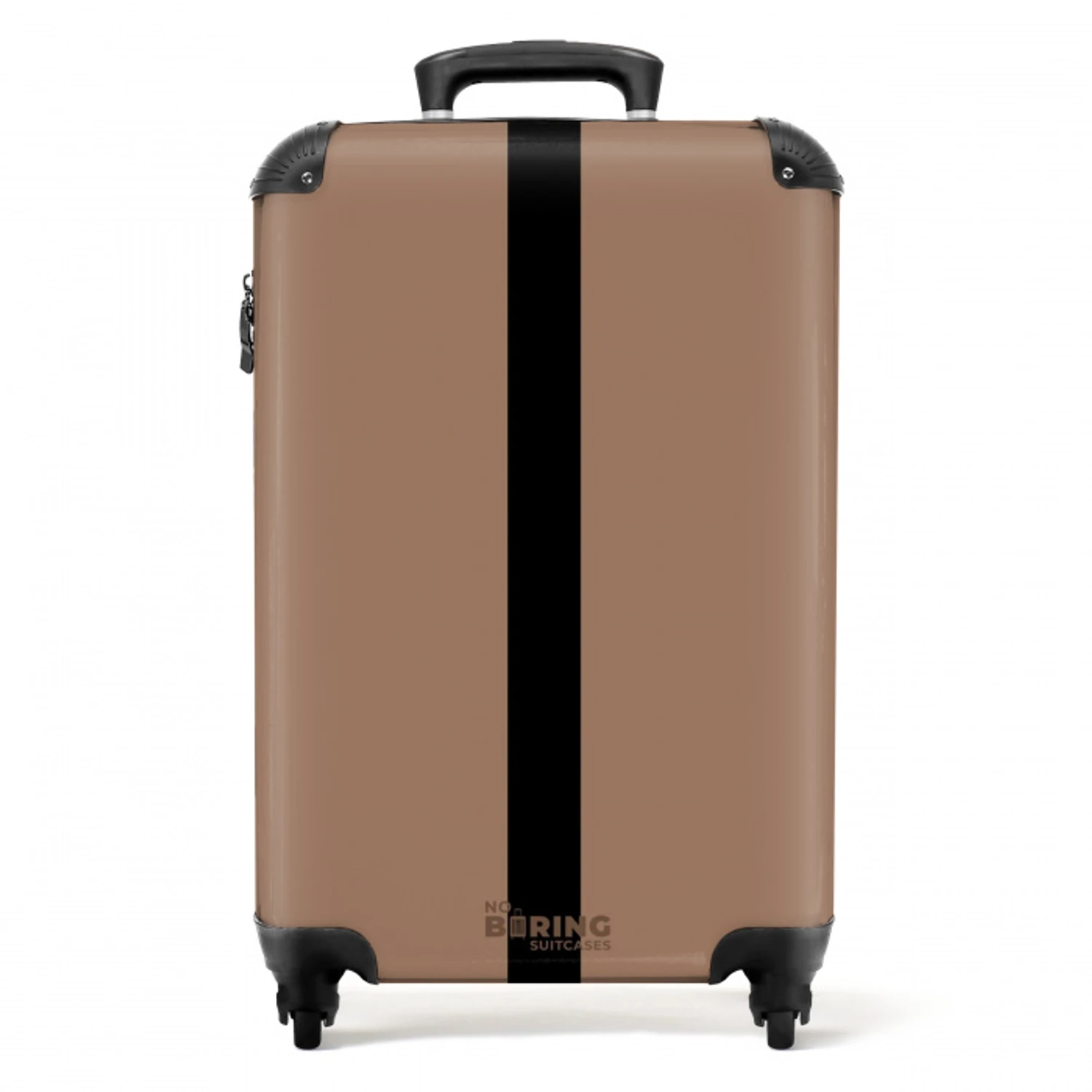 Minimal - Warm bruin met zwarte streep NBS - Handbagage koffer - Unisex middel -productfoto_recht